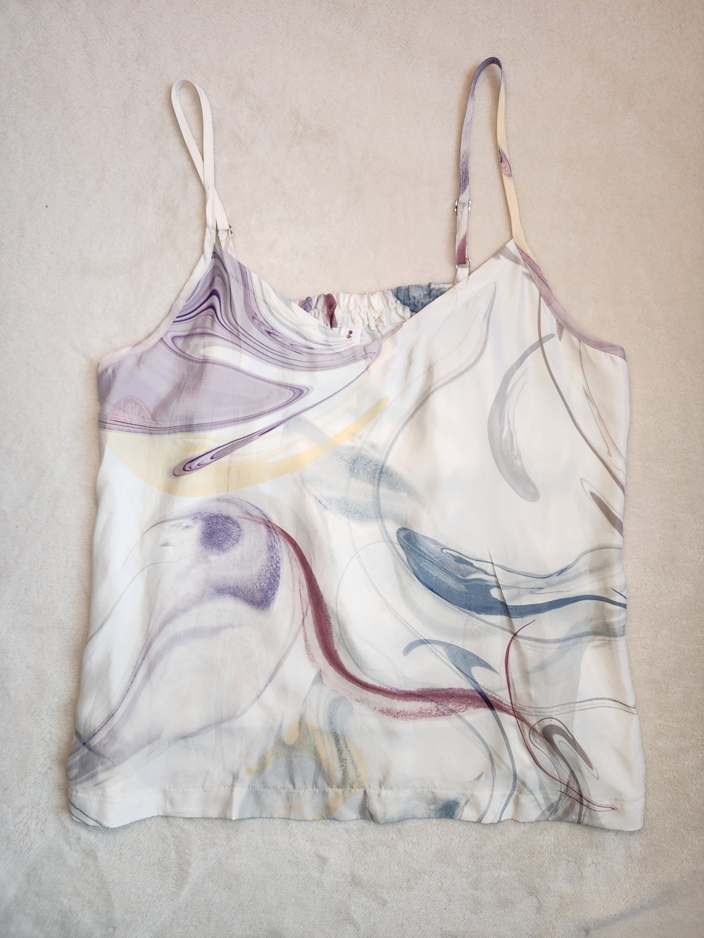 Athleta Marble Swirl Cupro Cami - White with Lavender, Blue, Cream